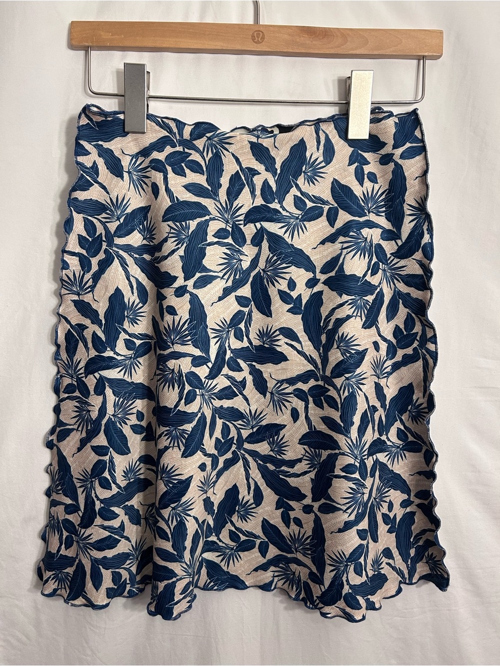 Blue Leaf-Print A-Line Skirt - Women's - Reversible!